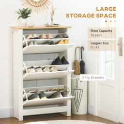 Portland 3 Drawer White Slim Shoe Cabinet - Wilko - thumbnail 6