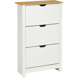 Portland 3 Drawer White Slim Shoe Cabinet - Wilko - thumbnail 3