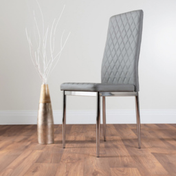 Furniturebox Arona Valera Concrete Effect 6 Seater Round Dining Set Grey and Chrome - Wilko - thumbnail 4