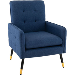 Costway Blue Linen Fabric Accent Chair with Removable Seat Cushion - Size: Single - Wilko - thumbnail 3