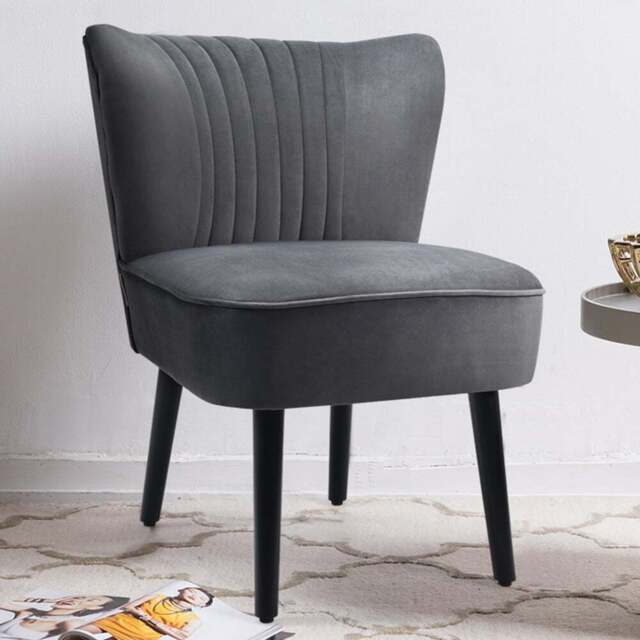 Costway Grey Velvet Accent Chair Set of 2 - Size: Single - Wilko - image 1