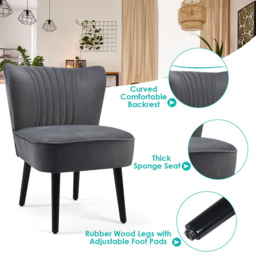 Costway Grey Velvet Accent Chair Set of 2 - Size: Single - Wilko - thumbnail 7