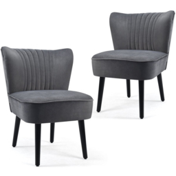 Costway Grey Velvet Accent Chair Set of 2 - Size: Single - Wilko - thumbnail 4
