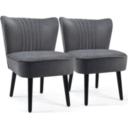 Costway Grey Velvet Accent Chair Set of 2 - Size: Single - Wilko - thumbnail 3