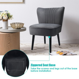 Costway Grey Velvet Accent Chair Set of 2 - Size: Single - Wilko - thumbnail 6