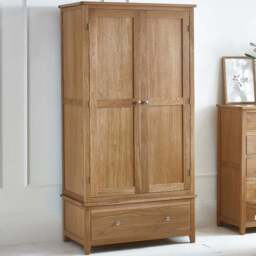 Julian Bowen Mallory 2 Door Single Drawer Combination Wardrobe - Size: 2 Door, Single Drawer - Brown - Wilko - thumbnail 1