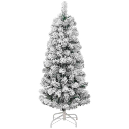 vidaXL Pre-Lit Warm White LED and Lilac Baubles Snow Flocked Artificial Christmas Tree 4.9ft - Green - Wilko - thumbnail 4