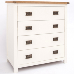 Lovere 4 Drawer Off White Chest of Drawers with Brass Drop Handles - Wilko - thumbnail 4