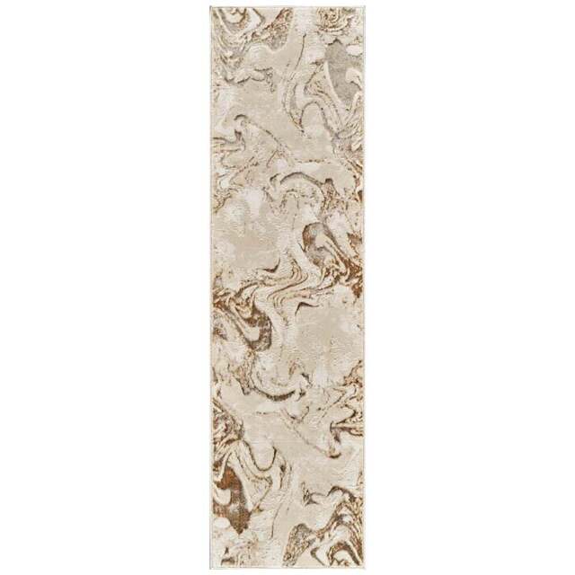 Desire Rugs Solarius Beige Living Room Abstract Area Rug 60 x 220m - Size: 60 x 220cm - Wilko - image 1