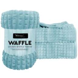 Velosso Duck Egg Waffle Plush Throw 127 x 152cm - Size: 127 x 152 x 1cm - Wilko - thumbnail 1