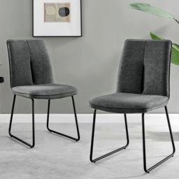 Furniturebox Arona Harley 6 Seater Round Dining Set Dark Grey and Black - Wilko - thumbnail 4