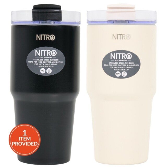 Nitro Stainless Steel Vacuum Tumbler with Straw - Wilko