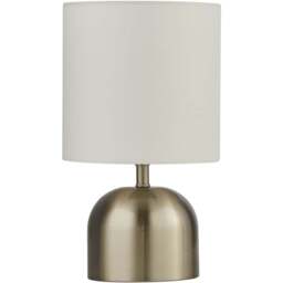 Lighting Collection Satin Silver Touch Lamp with White Shade - Size: 27.5 x 16 x 16cm - Wilko