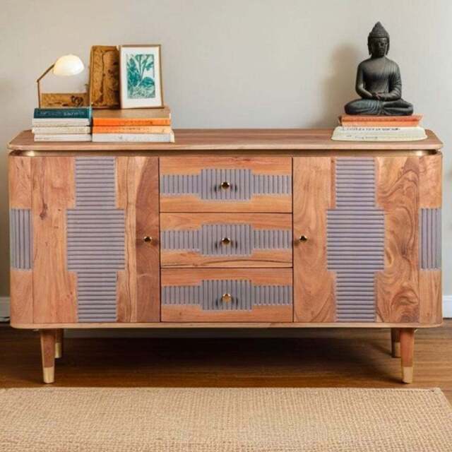 Brooklyn Wilton 2 Door 3 Drawer Acacia Wood Sideboard - Brown - Wilko - image 1