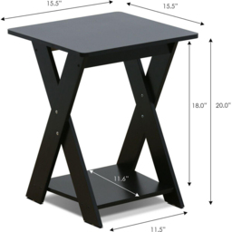 Walplus Modern Espresso Criss Cross End Table Set of 2 - Size: 39.5 x 50.8 x 39.5cm - Black - Wilko - thumbnail 5