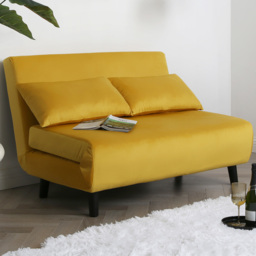 Aurora 2 Seater Yellow Velvet Sofa Bed - Home Garden Direct - Wilko