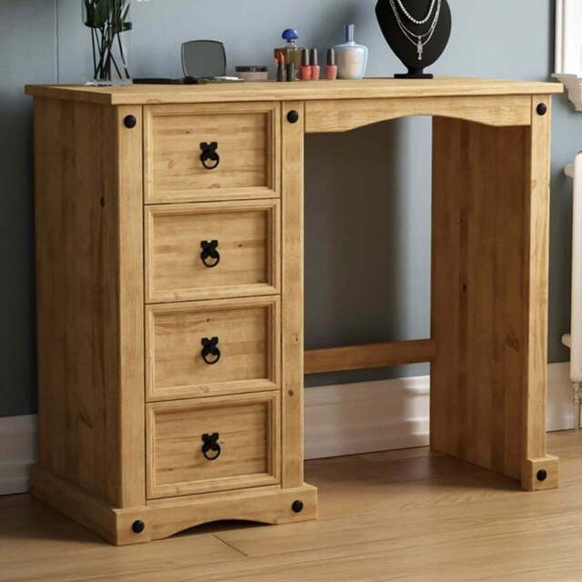Vida Designs Corona 4 Drawer Pine Dressing Table - Size: 45 x 100 x 84cm - Brown - Wilko - image 1