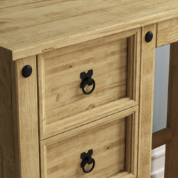 Vida Designs Corona 4 Drawer Pine Dressing Table - Size: 45 x 100 x 84cm - Brown - Wilko - thumbnail 5
