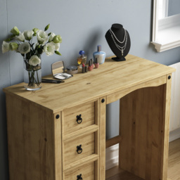 Vida Designs Corona 4 Drawer Pine Dressing Table - Size: 45 x 100 x 84cm - Brown - Wilko - thumbnail 4