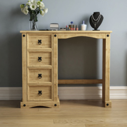 Vida Designs Corona 4 Drawer Pine Dressing Table - Size: 45 x 100 x 84cm - Brown - Wilko - thumbnail 7