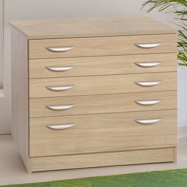 R White Cabinets 5 Drawer Brown A2 Plan Chest of Drawers - Wilko - image 1