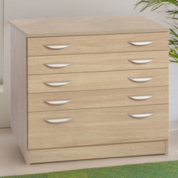 R White Cabinets 5 Drawer Brown A2 Plan Chest of Drawers - Wilko - thumbnail 1