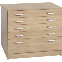 R White Cabinets 5 Drawer Brown A2 Plan Chest of Drawers - Wilko - thumbnail 3