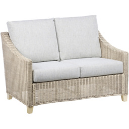 Desser Dijon 2 Seater Natural Rattan Cane Pebble Fabric Sofa - Grey - Wilko - thumbnail 3