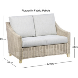 Desser Dijon 2 Seater Natural Rattan Cane Pebble Fabric Sofa - Grey - Wilko - thumbnail 7