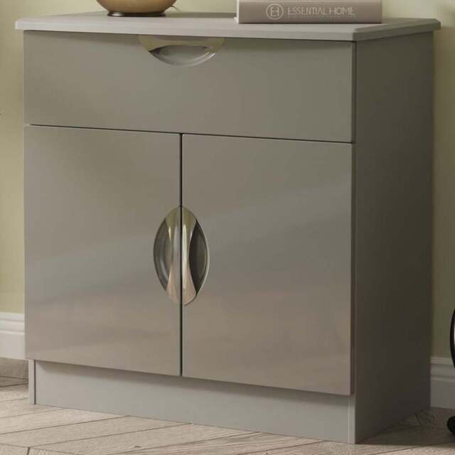 Crowndale Camden Single Drawer 2 Door Grey Gloss and Dusk Grey Sideboard Ready Assembled - Size: 79 x 77 x 42cm - Grey Gloss & Dusk Grey - Wilko - image 1