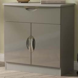 Crowndale Camden Single Drawer 2 Door Grey Gloss and Dusk Grey Sideboard Ready Assembled - Size: 79 x 77 x 42cm - Grey Gloss & Dusk Grey - Wilko - thumbnail 1