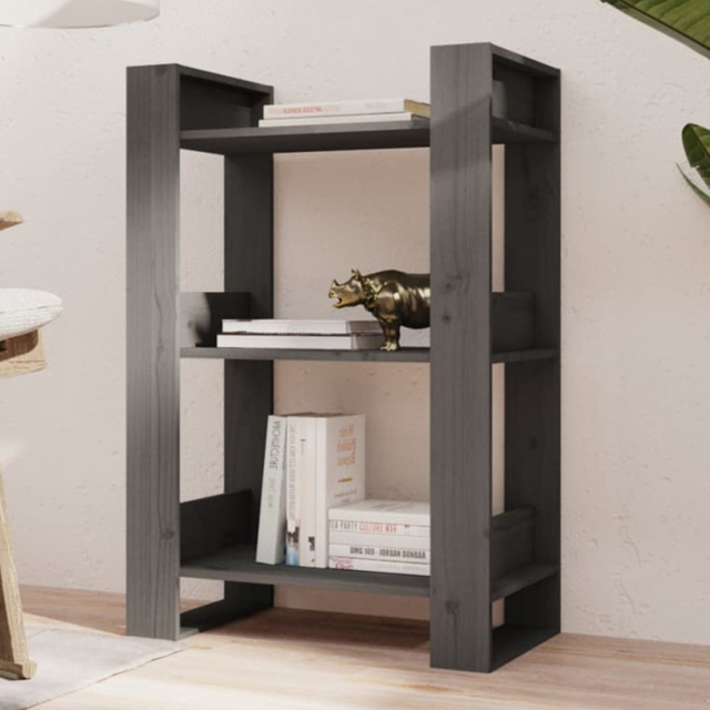 vidaXL 3 Shelf Grey Solid Pine Bookcase - Size: 91 x 60 x 35cm - Wilko - image 1