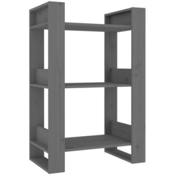 vidaXL 3 Shelf Grey Solid Pine Bookcase - Size: 91 x 60 x 35cm - Wilko - thumbnail 3