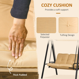 Outsunny 2 Seater Beige Garden Swing Chair with Adjustable Canopy - Cream - Wilko - thumbnail 6