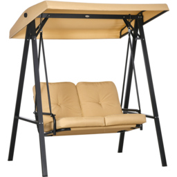 Outsunny 2 Seater Beige Garden Swing Chair with Adjustable Canopy - Cream - Wilko - thumbnail 3
