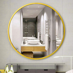 Living and Home Gold Frame Nordic Wall Mounted Bathroom Mirror 50cm - Size: 50 x 50cm - Wilko - thumbnail 5