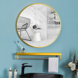 Living and Home Gold Frame Nordic Wall Mounted Bathroom Mirror 50cm - Size: 50 x 50cm - Wilko - thumbnail 3