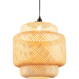 Costway Bamboo Pendant Light with Lampshade - Size: 43 x 43 x 29cm - Multi - Wilko