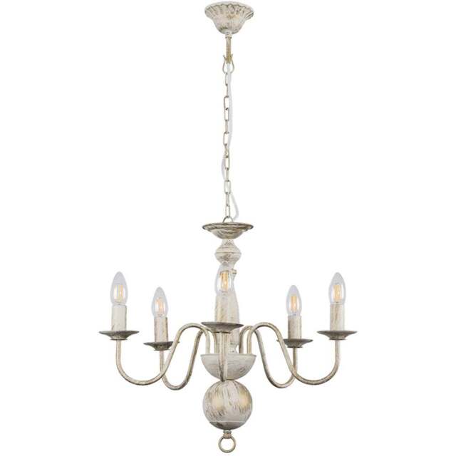 ValueLights Gothica Flemish Style White 5 Way Ceiling Chandelier Light - Size: 93 x 51 x 50cm - Wilko - image 1
