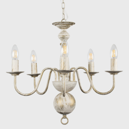 ValueLights Gothica Flemish Style White 5 Way Ceiling Chandelier Light - Size: 93 x 51 x 50cm - Wilko - thumbnail 4