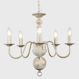 ValueLights Gothica Flemish Style White 5 Way Ceiling Chandelier Light - Size: 93 x 51 x 50cm - Wilko - thumbnail 5