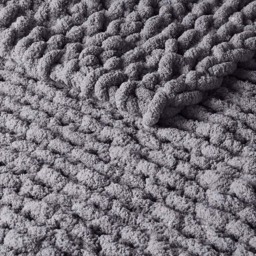 Living and Home Grey Hand Woven Chenille Blanket for Couch and Bed 60cm - Wilko - thumbnail 4
