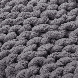 Living and Home Grey Hand Woven Chenille Blanket for Couch and Bed 60cm - Wilko - thumbnail 5