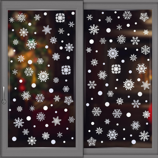 Walplus Delicate Lace Snowflakes Double-Sided Christmas Window Stickers 135 Piece - Size: 0.2 x 65 x 70cm - Multi - Wilko - image 1