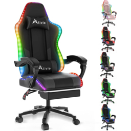 Alivio Black PU Leather Wireless App Control LED Gaming Chair with Massage Lumbar Cushion - Size: 124 x 65.5 x 62cm - Wilko - thumbnail 3