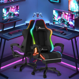 Alivio Black PU Leather Wireless App Control LED Gaming Chair with Massage Lumbar Cushion - Size: 124 x 65.5 x 62cm - Wilko - thumbnail 4