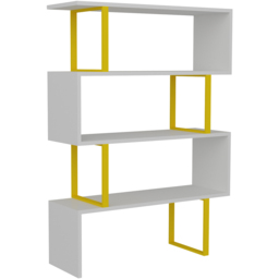 Decorotika Adriana 4 Shelf White and Yellow Geometric Bookcase - Size: 124.5 x 91.5 x 29.5cm - Multi - Wilko - thumbnail 3