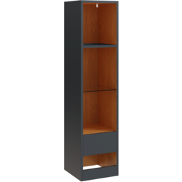 GFW Leon Single Drawer 4 Shelf Anthracite and Oak Tall Bookcase - Grey - Wilko - thumbnail 3