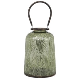 Antique Green Leaf Lantern Green - Amber Charm - Wilko