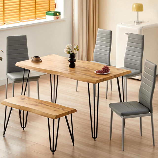 Kosy Koala 6 Seater Rustic Brown Dining Set Grey - Multi - Wilko - image 1